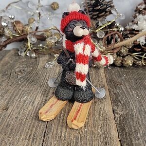 Vintage Kurt Adler Christmas ornament Bear on skis.